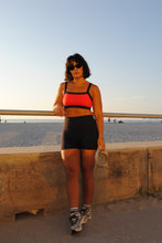 Load image into Gallery viewer, Color Block Sports Bra in Navy Blue + Red
