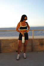 Load image into Gallery viewer, Color Block Sports Bra in Navy Blue + Lime Green
