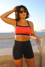 Load image into Gallery viewer, Color Block Sports Bra in Navy Blue + Red
