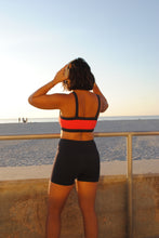 Load image into Gallery viewer, Color Block Sports Bra in Navy Blue + Red
