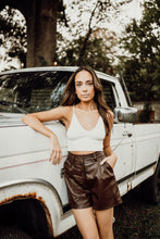 Load image into Gallery viewer, Espresso Faux Leather Shorts
